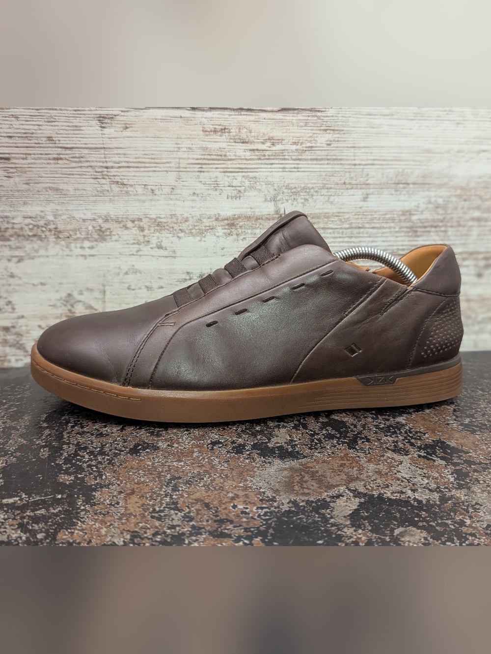 Kizik New York Shoes Sz 10.5 Used Hands Free Slip On Comfort Casual Brown Leathe